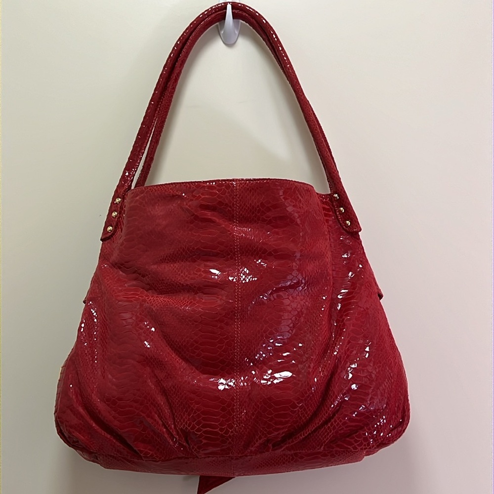 NWOT Perlina Studio Coated Suede Snakeskin Purse - Picture 2 of 15